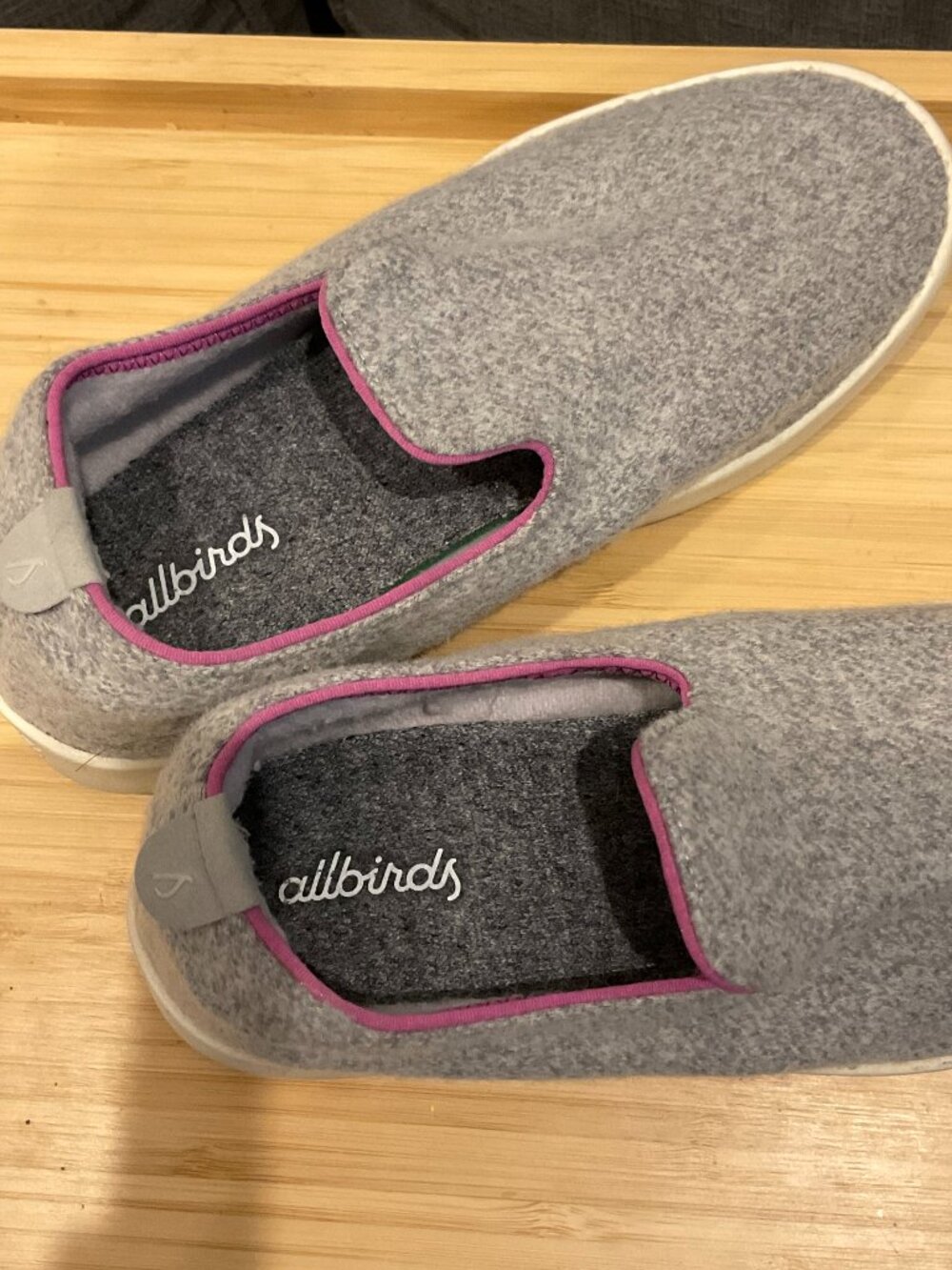 Allbirds Wool Lounger Slip On Shoes Grey Pink Girls Size 2